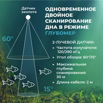 Портативный 2-х лучевой эхолот с глубомером ТМ CALYPSO FFS-02 COMFORT PLUS - min