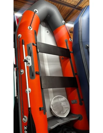 Надувная ПВХ лодка X-River Rocky 375 (оранжевый, серая фурнитура) + дублирование тканью ПВХ дна и баллонов