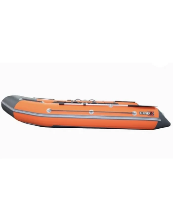 Надувная ПВХ лодка X-River Rocky 355 (оранжевый, серая фурнитура) + дублирование тканью ПВХ дна