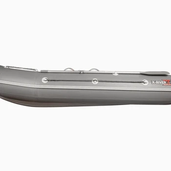 Надувная ПВХ лодка X-River Rocky 355 (серый, серая фурнитура) + дублирование тканью ПВХ дна - min