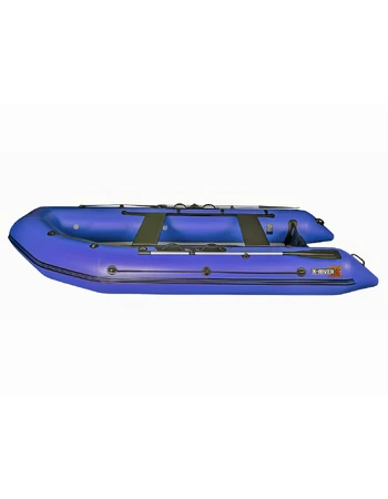 Надувная ПВХ лодка X-River Rocky 335 (синий, черная фурнитура) + дублирование тканью ПВХ дна