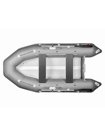 Надувная ПВХ лодка X-River Rocky 335 (серый, белая фурнитура) + дублирование тканью ПВХ дна