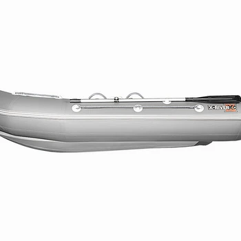 Надувная ПВХ лодка X-River Rocky 335 (серый, белая фурнитура) + дублирование тканью ПВХ дна - min