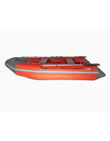 Надувная ПВХ лодка X-River Mark 370 НДНД (красный , дно серое ,серая фурнитура)