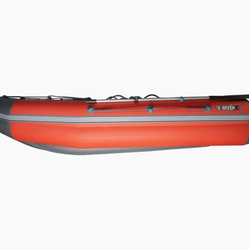 Надувная ПВХ лодка X-River Mark 370 НДНД (красный , дно серое ,серая фурнитура) - min