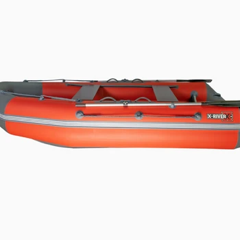 Надувная ПВХ лодка X-River Mark 370 НДНД (красный , дно серое ,серая фурнитура) - min