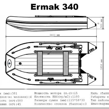 Лодка ПВХ Ermak (Ермак) 340 НДНД - min